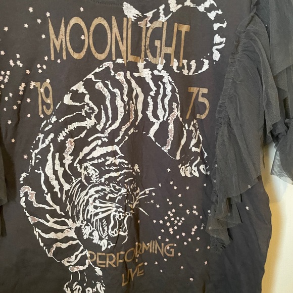 Anthropologie PILCRO  SOLDOUT Tulle Ruffled Sleeve Graphic Tee - Picture 6 of 10